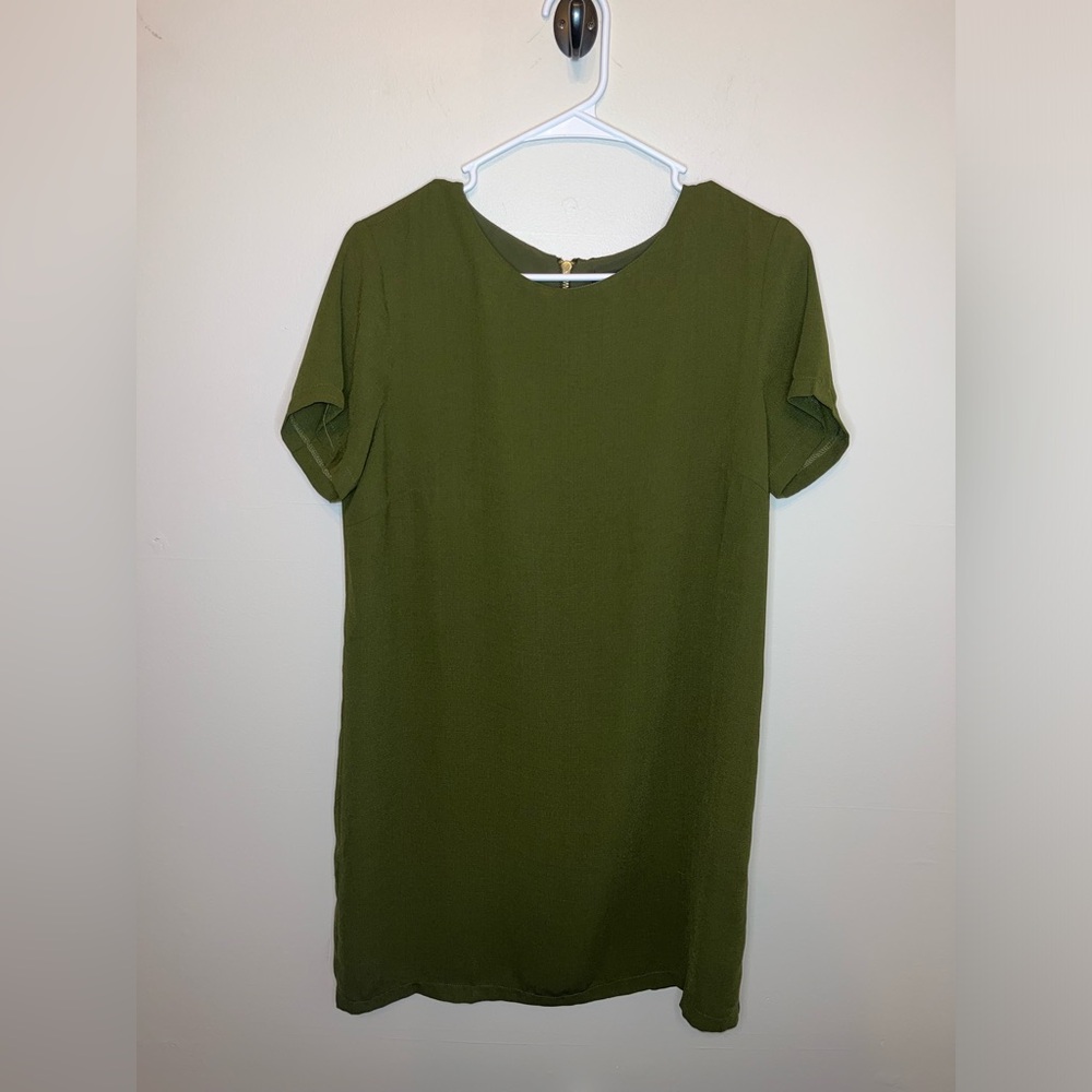 Lulus Shift and Shout Olive Green Shift Dress SMALL EUC